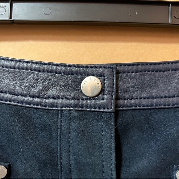 Rag & Bone | Siggy Goat Leather Snap Button Front Mini Skirt Lamb Leather Size 4 - Picture 6 of 14